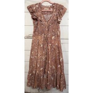 Ulla Johnson Dress 2 Boho Chic Ruffles Midi Short Sleeve Lightweight